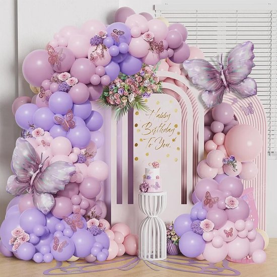 10e Verjaardag Roze Paarse Ballonnen Set - Meisje Verjaardagsdecoratie Met Cijferballonnen