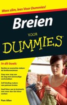Boekomslag met de titel 'Breien voor Dummies'. Een vrouw breit rechtsonder op de afbeelding.
