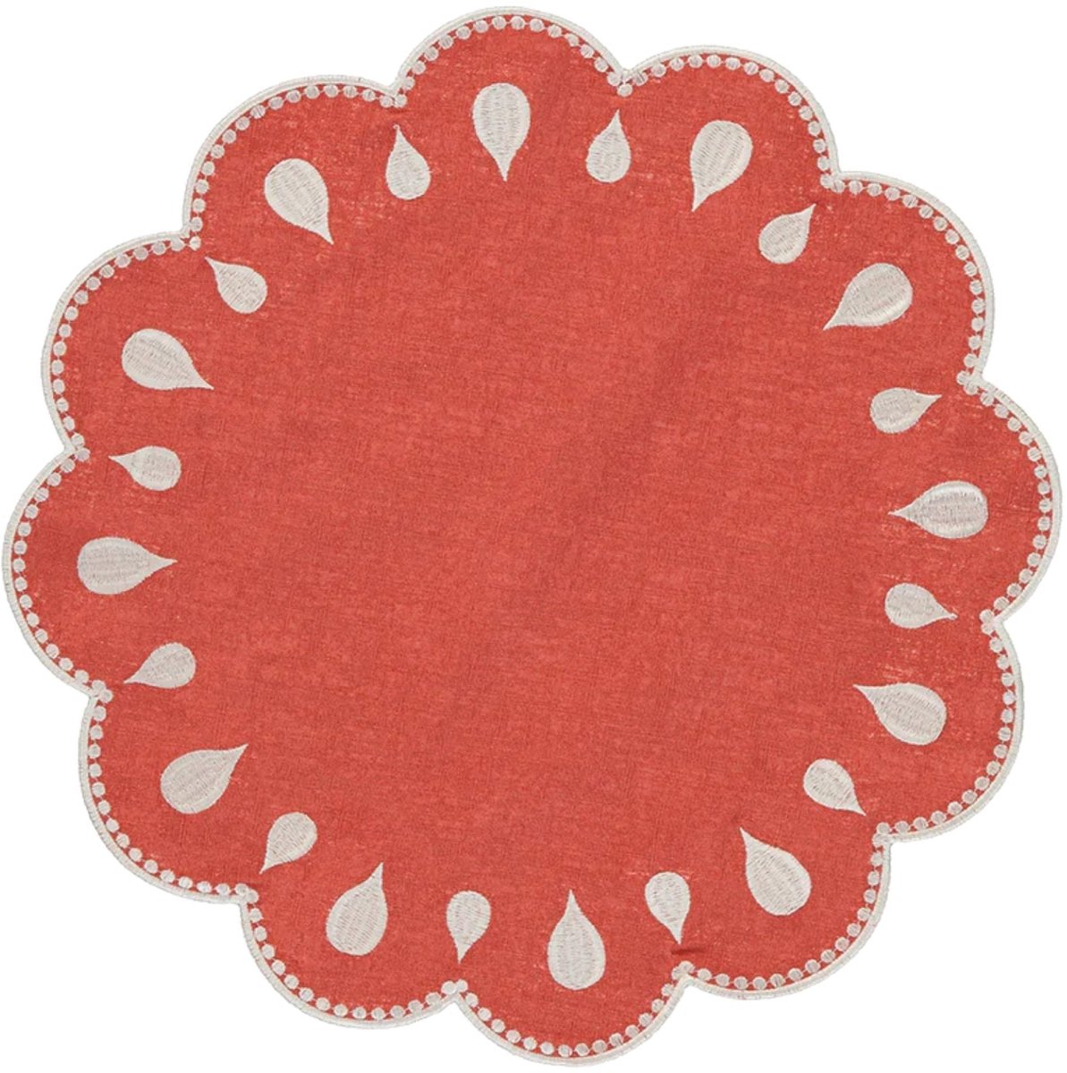Mariaida Home - Placemat Gotas geborduurd terracotta & white 45cm - Placemats