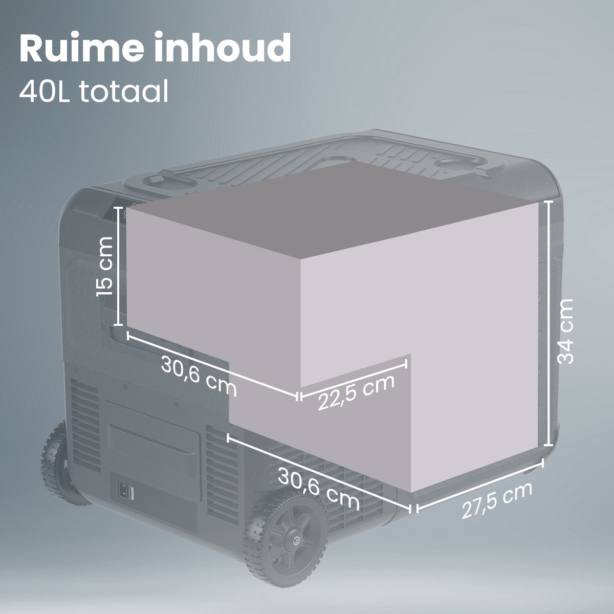 Auronic Elektrische Koelbox - Compressor - Met Wielen - 12V 230 Volt - Camping Koelkast - Auto - 40L - Frigobox - Zwart/Grijs – foto 6