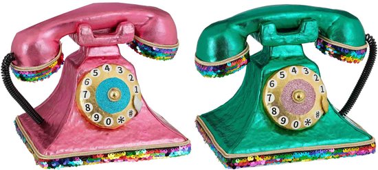 Décorations de Noël Mica Decorations Téléphone - 22x16x18 cm - Mousse - Rose - Set de 2