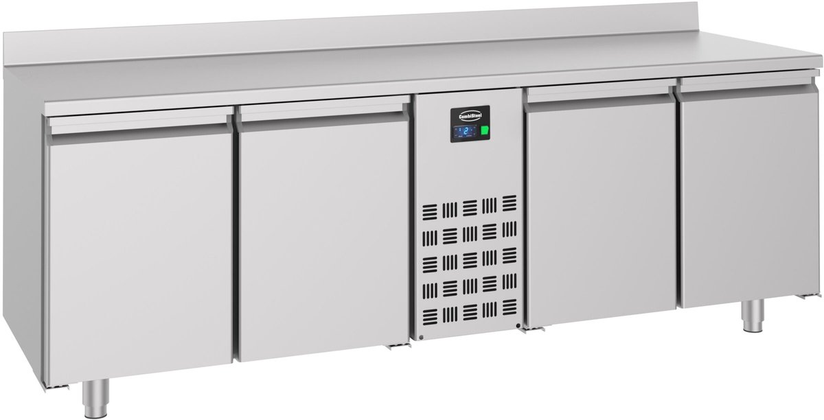 Combisteel Koelwerkbank - ENERGY LINE - Energiezuinig - 632L - 4 Deuren 1/1 GN - -2°C/+8°C - Geforceerd - Achter Rand - 2270x700x850/950mm