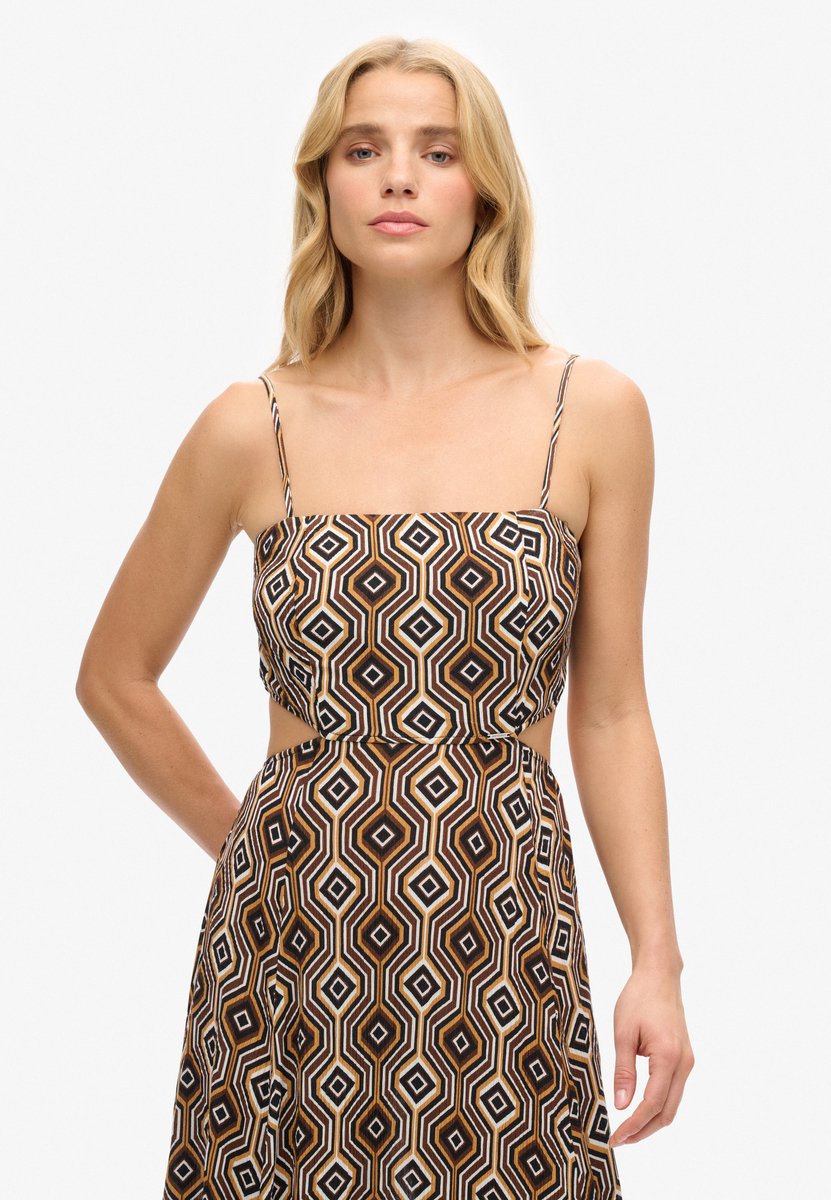 Superdry Maxi-jurk met transparante achterkant Dames Jurken Bruin