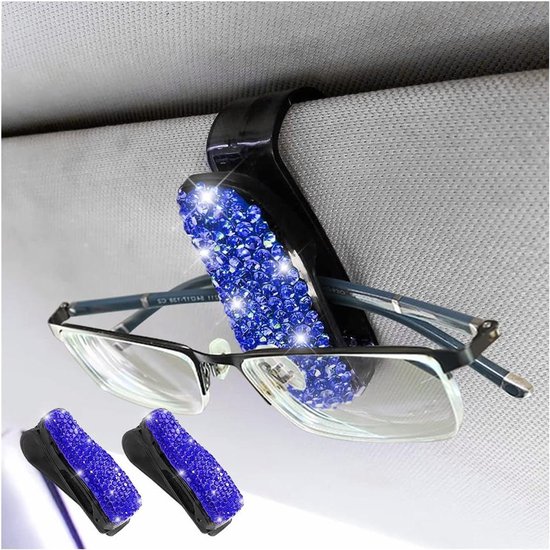 Brillenhouder Voor In De Auto, Zonnebrilhouder Met Bling Strasssteentjes Ticketkaart Clip Houder Voor Auto Zonneklep Bril 2 Stuks