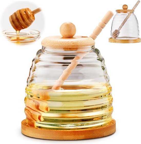 Eachave 250 ML Servez Le Pot de Miel Clair, Pot Miel en Verre, Pot Miel avec