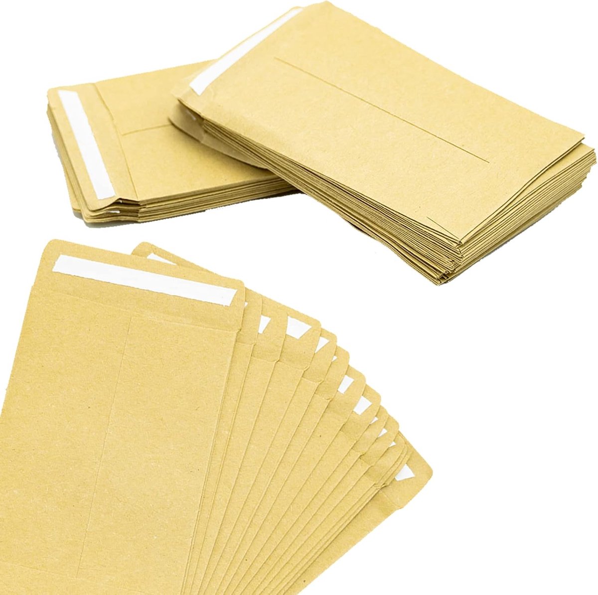 Kleine Papieren Zakjes 50 Stuks | Zelfklevend Kraftpapier voor Bruiloft, Goedschenk en Bewaarzakjes | 9 x 6 cm