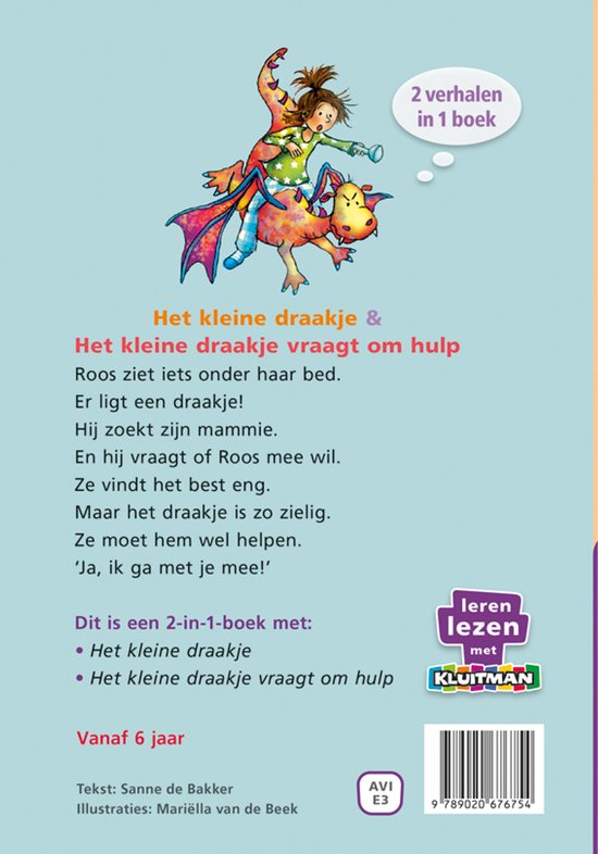 Een meisje rijdt op een gekleurde draak. Twee verhalen in 1 boek.