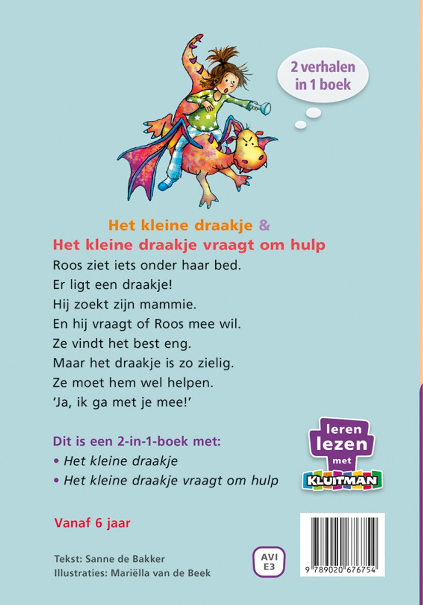 Een meisje rijdt op een gekleurde draak. Twee verhalen in 1 boek.