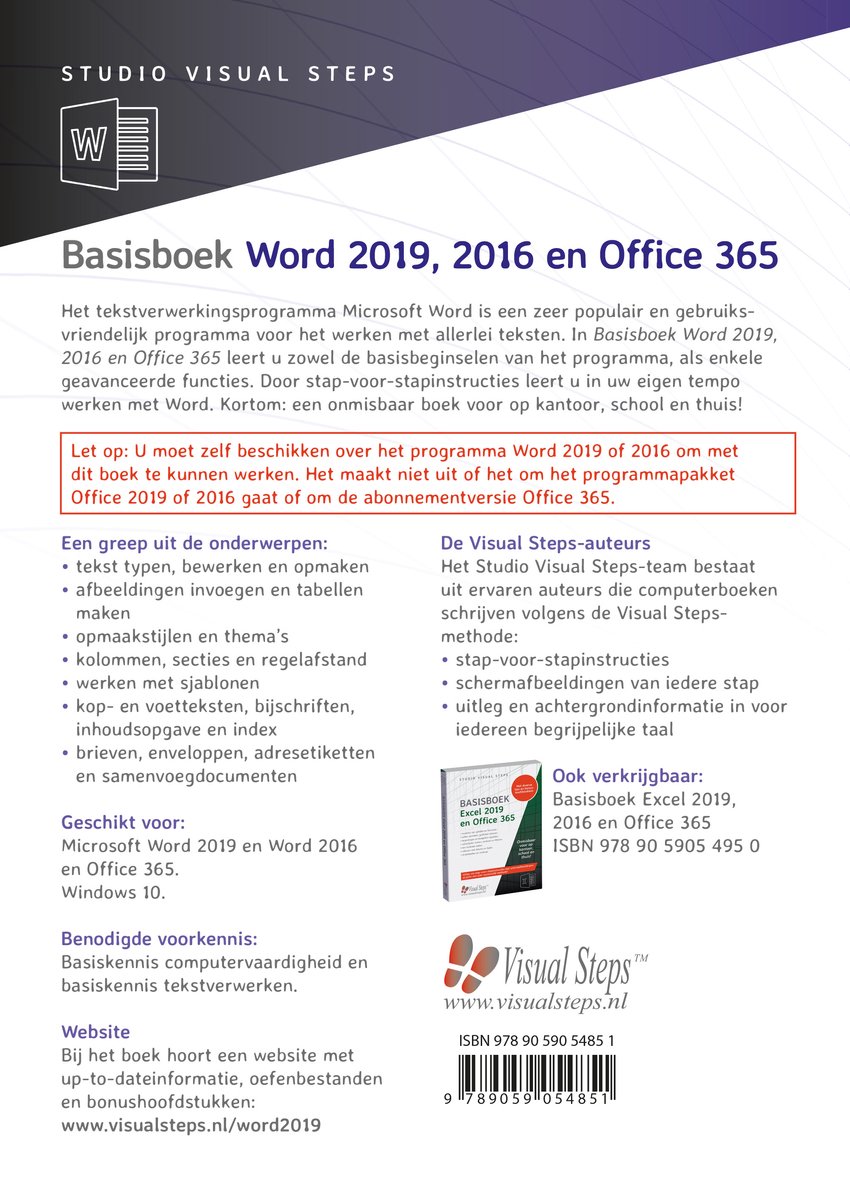Basisboek Word 2019, 2016 en Office 365 - back cover