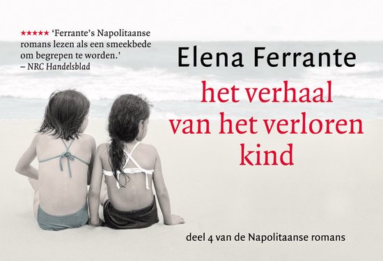 Boekomslag met op het strand twee meisjes en tekst 'Het verhaal van het verloren kind'.