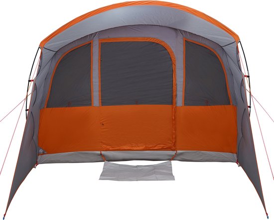 vidaXL - Familietent - met - Ramen - Tunnel - Grijs - en - Oranje - 8-Persoons - Waterdicht van Vidaxl — afbeelding 5