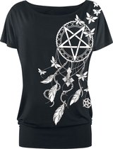 T-shirt Zwart Gothicana pentagramme et attrape-rêves - Femme - L