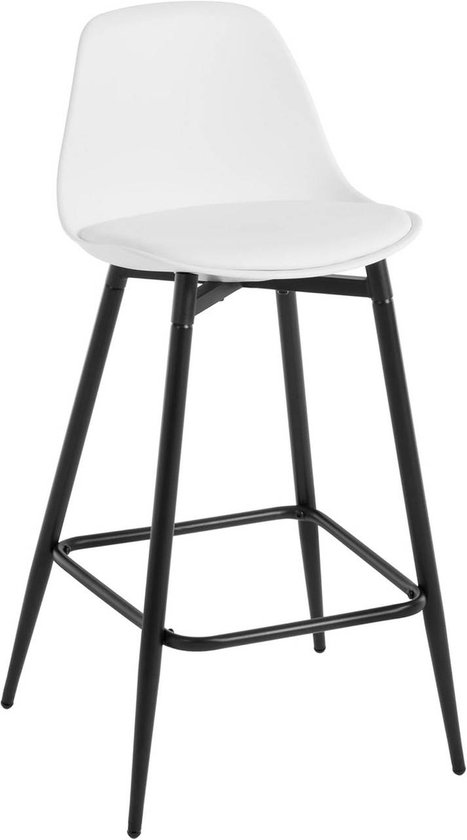 WOLTU Barkruk Krukken Set van 4 Barstoelen van Kunststof Hout met Rugleuning Design Stoel Keukenstoel, Wit, BH44ws-4