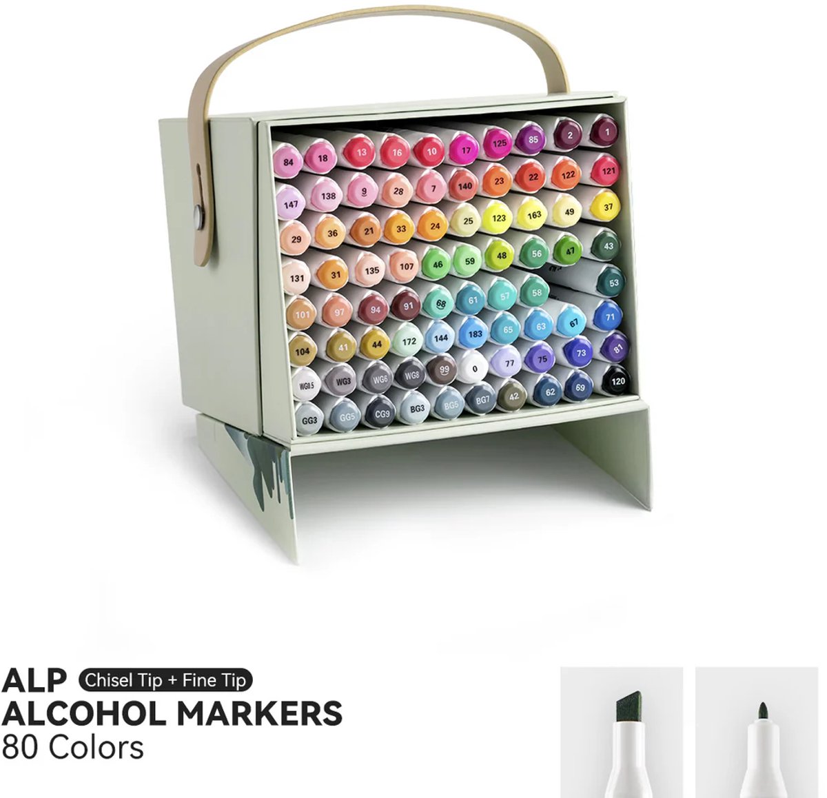 Arrtx - ALP Fine & Chisel - Alcohol based Art markers - 80 kleuren