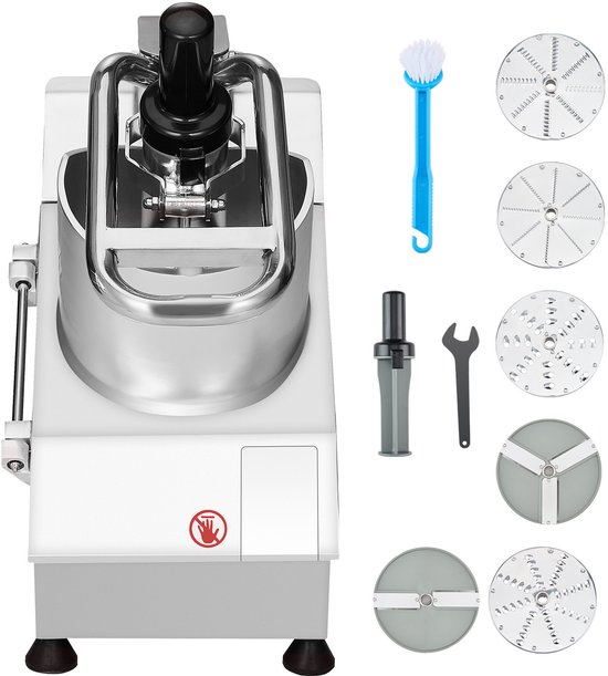 Robot culinaire et coupe-légumes, acier inoxydable, 2 trous, 6 Couteaux amovibles, trancheur et hachoir pour fruits et légumes