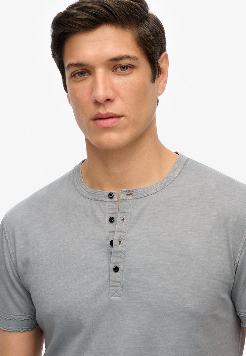 Superdry Slub kraagloze top van jersey met korte mouwen Heren Tops Grijs