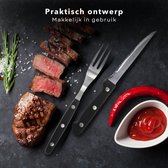 Bol.com Cheqo® BBQ Steakmessen en Vorken Set - Steakmes - Barbecue Bestek - 8-delig - RVS Zwart - Perfect voor BBQ aanbieding