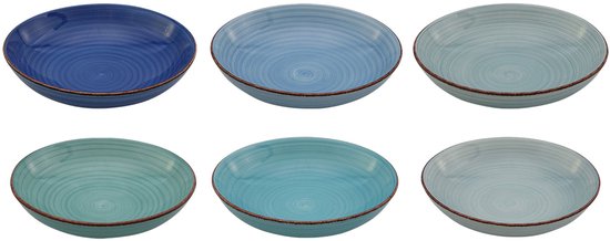 Cookinglife Pastaborden Delice Blauw ø 23 cm – Set van 6 – Ideaal voor Pasta, Salades en Diepe Maaltijden – Aardewerk met Donkerblauw Glazuur en Licht Opstaande Rand – Vaatwasser- en Magnetronbestendig – Ruim, Diep en Elegant