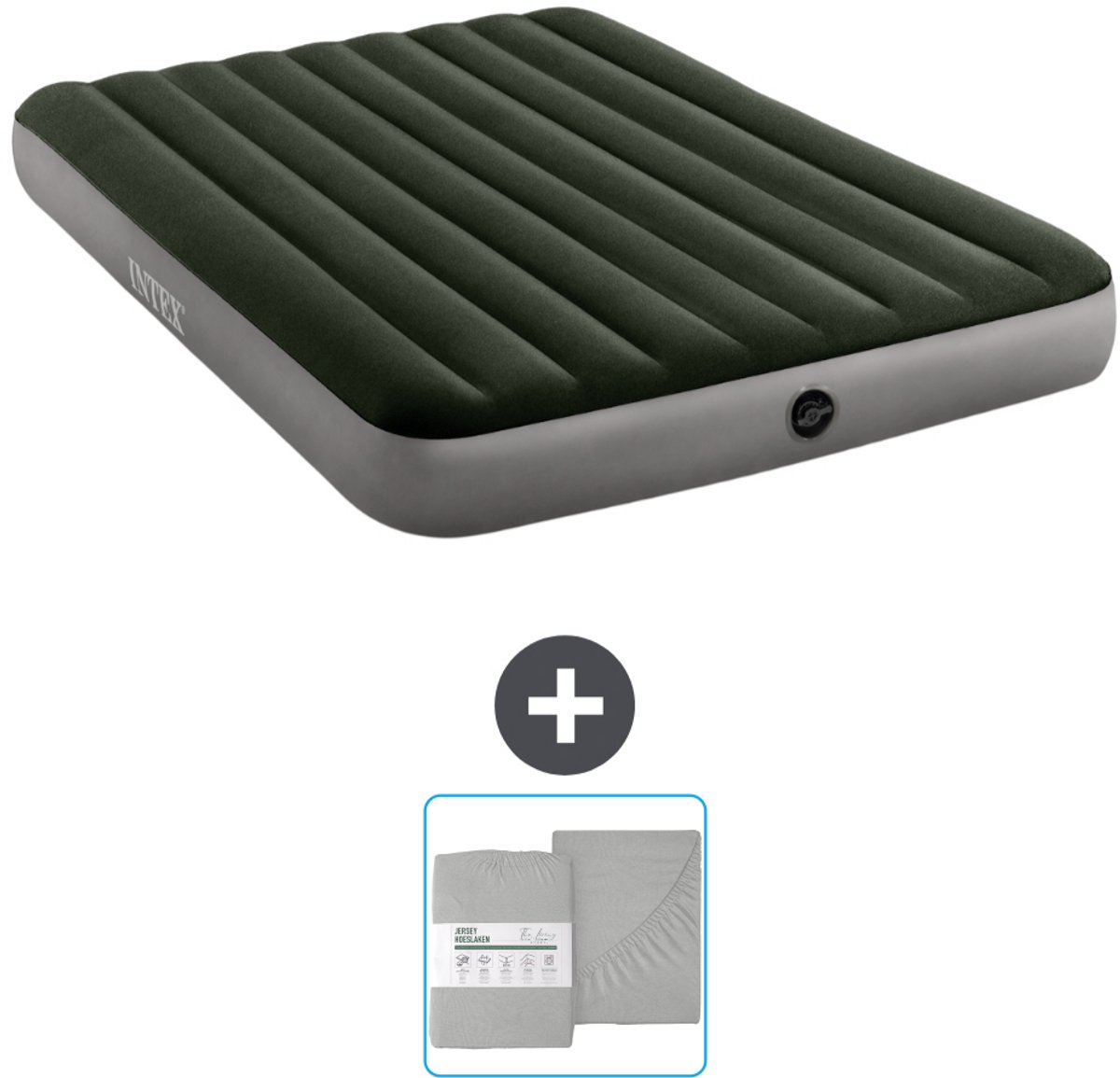 Intex Luchtbed - 2-Persoons - 152 x 203 x 25 cm - Groen - Inclusief en Hoeslaken