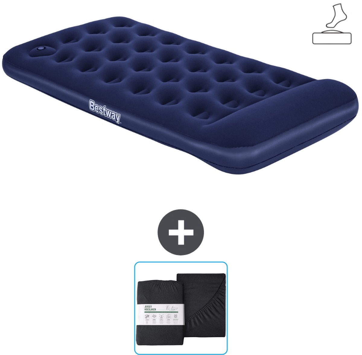 Bestway luchtbed - 1-Persoons - 99 x 188 x 28 cm - Blauw - Inclusief pomp en Hoeslaken