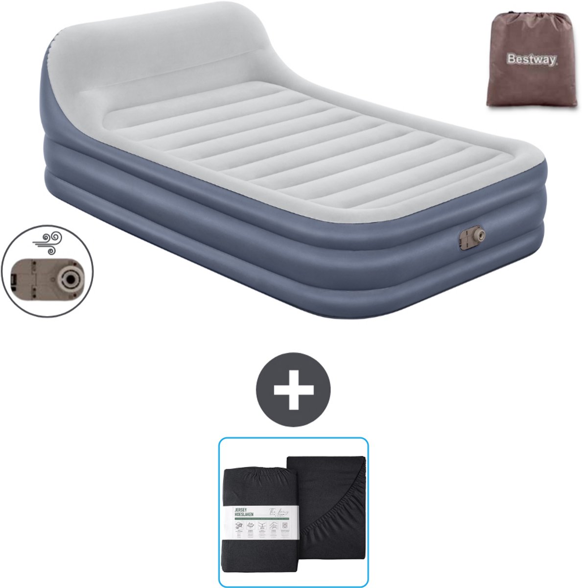 Bestway luchtbed - 2-Persoons - 152 x 226 x 46 cm - Grijs - Inclusief pomp en Hoeslaken