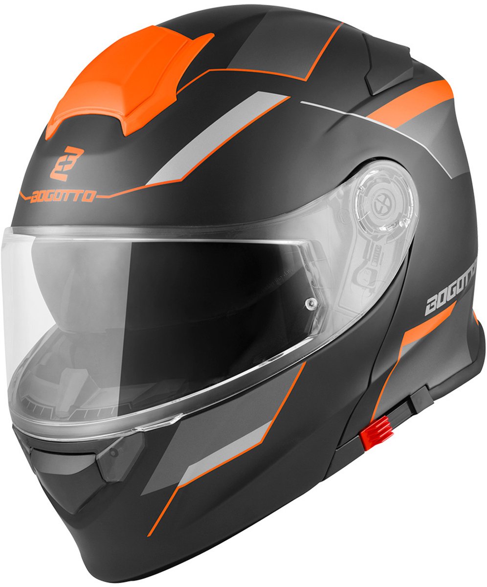 Bogotto V271 Delta Mat Zwart Oranje Systeemhelm - Maat XS - Helm