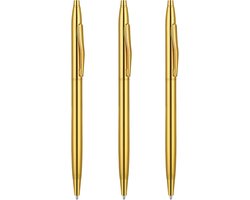 Metalen balpennen verpakking van 3 slanke roestvrijstalen metalen intrekbare pennen met zwarte inkt - leuk cadeau voor zaken, kantoor, studenten, leraren, bruiloft, Kerstmis