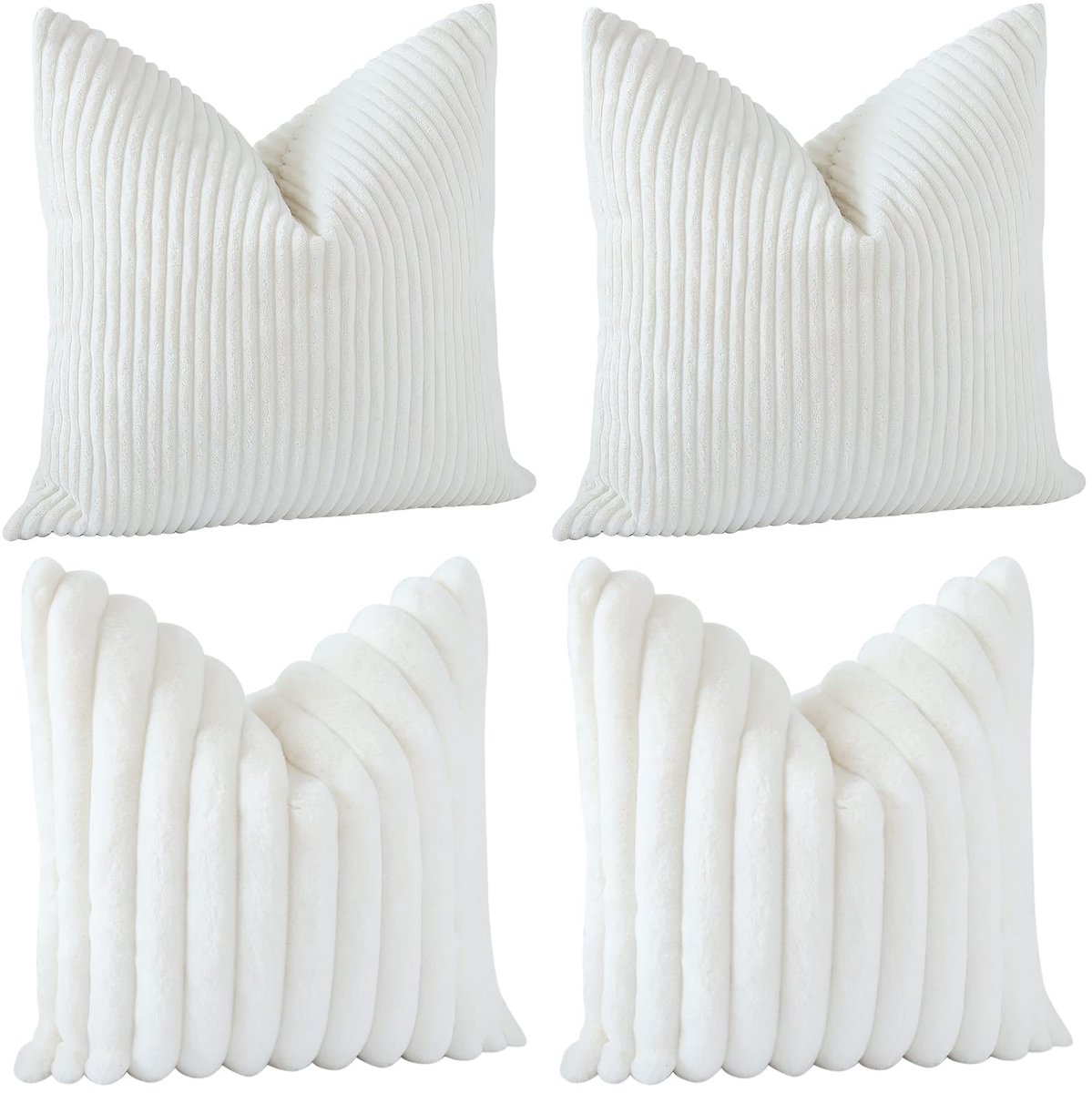Ibenzoa Set van 4 Luxe Sierkussenhoezen 45x45 cm voor Diverse Interieurs wit
