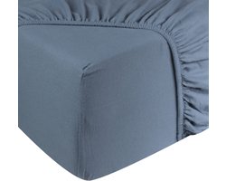 DoubleDry Jersey Stretch Hoeslaken - 100% Katoen - Tweepersoons 140x200 cm - 25cm Matrasdikte - Rondom Elastiek - Grijsblauw