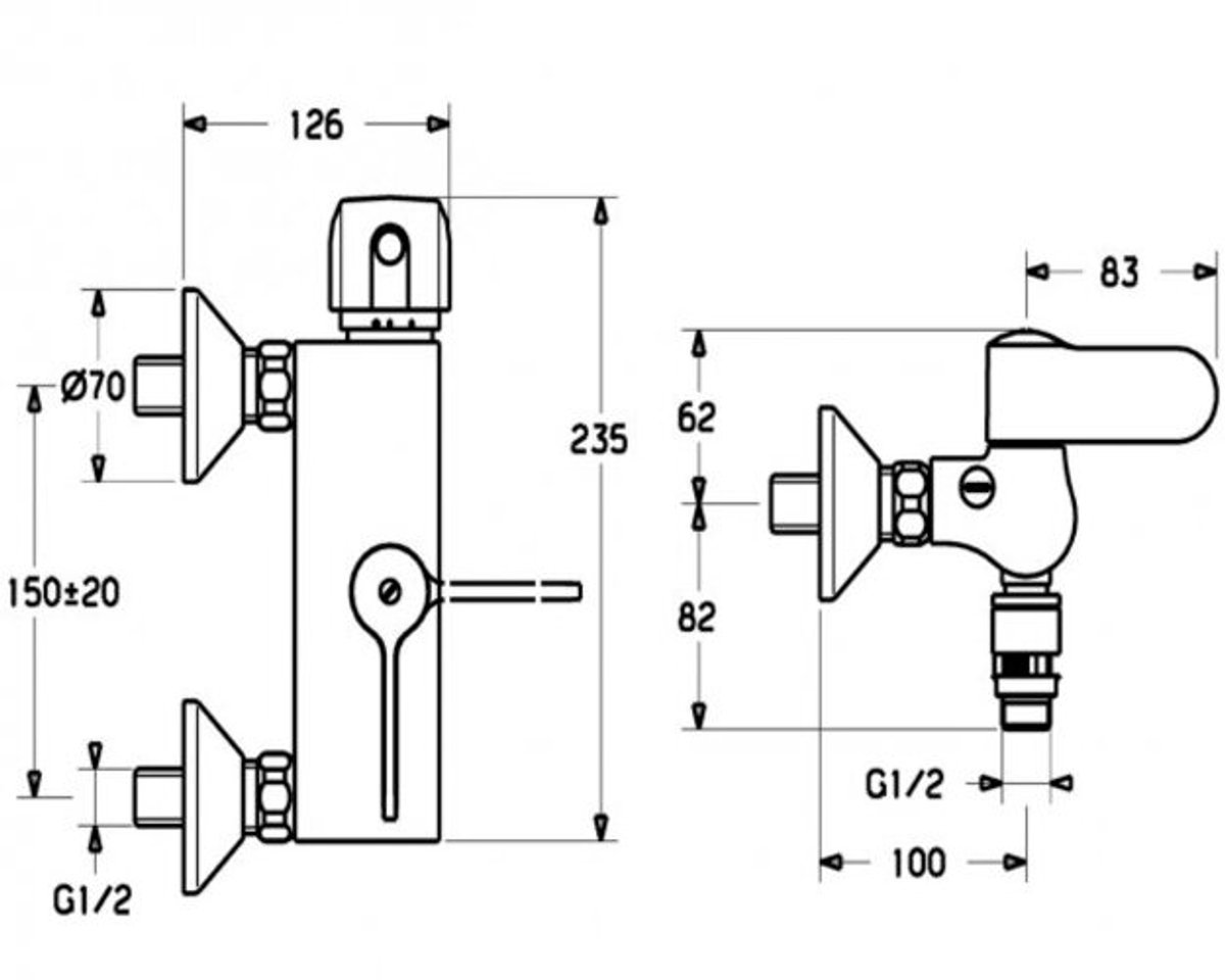 Hansa Tempra - Thermostatische douchemengkraan, chroom 08240282