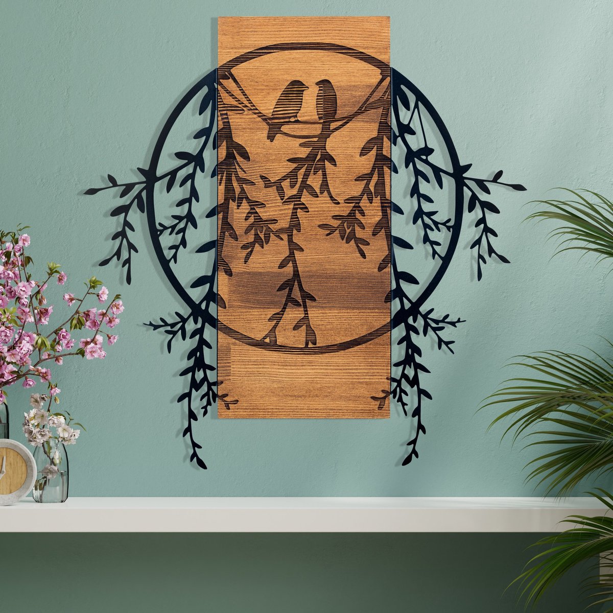 Enzo Decoratieve Houten Wandaccessoire | Houten Lijst | 63,3 X 65 Cm - Emob - Wooden_wall_decor - Zwart - Hout; Metaal