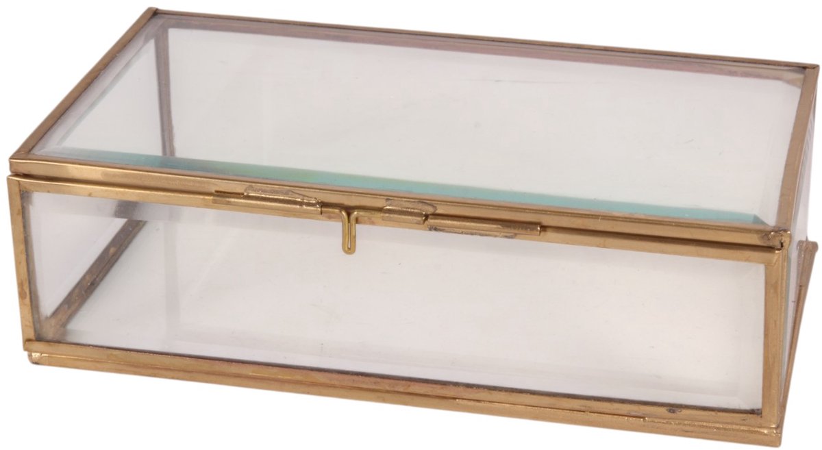 Baroque - Opberger - Sieradendoos 10x17.5x5.5 cm - Goud - Glas - 5.5x17.5x10 - Brass