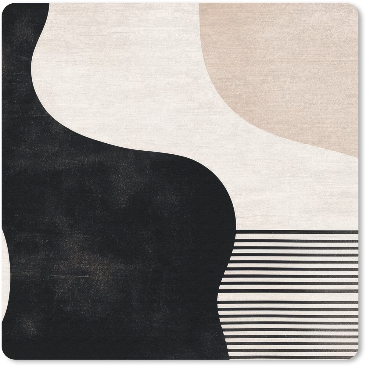 Muismat 20x20 cm - Mousepad Abstract - Japandi - Beige - Modern - Muismatten