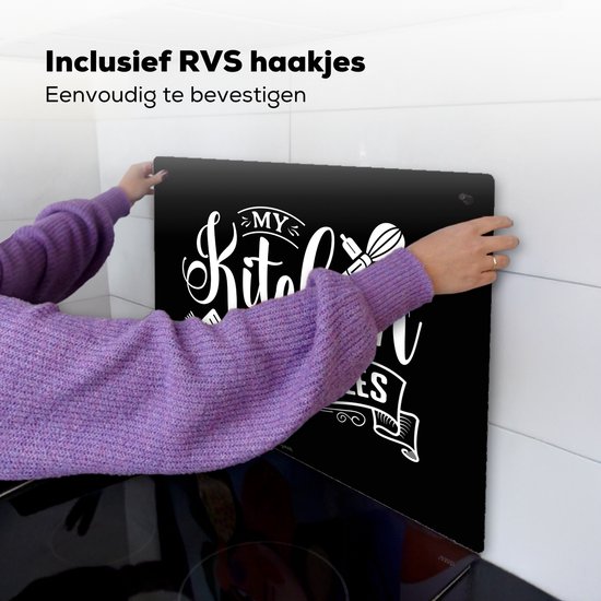 KitchenYeah® Protection plaque induction 75x55 cm - Noir - Citation - Ma cuisine, mes règles - Protege plaque de cuisson - Couvre plaque induction - Protecteur d'induction - Cuisine