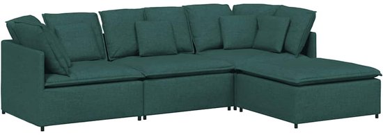 vidaXL - Canapé modulable avec repose-pieds et coussins - tissu - vert foncé