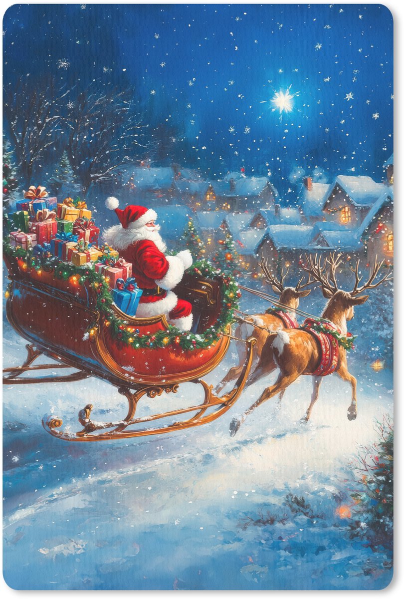Muismat 18x27 cm - Mousepad Kerstman - Rendier - Kerst - Sneeuw - Muismatten