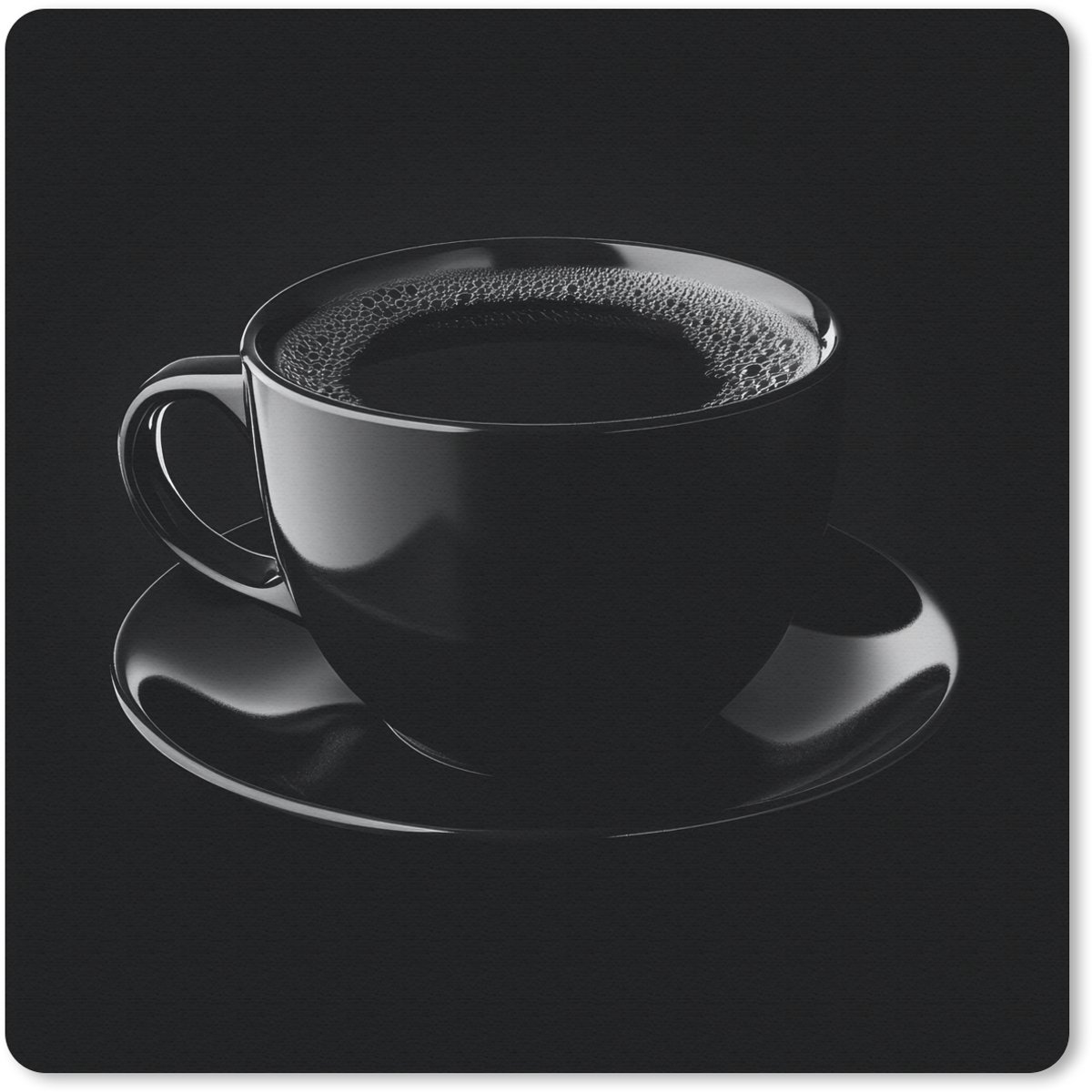 Muismat 30x30 cm - Mousepad Zwart - Koffie - Kopje - Muismatten
