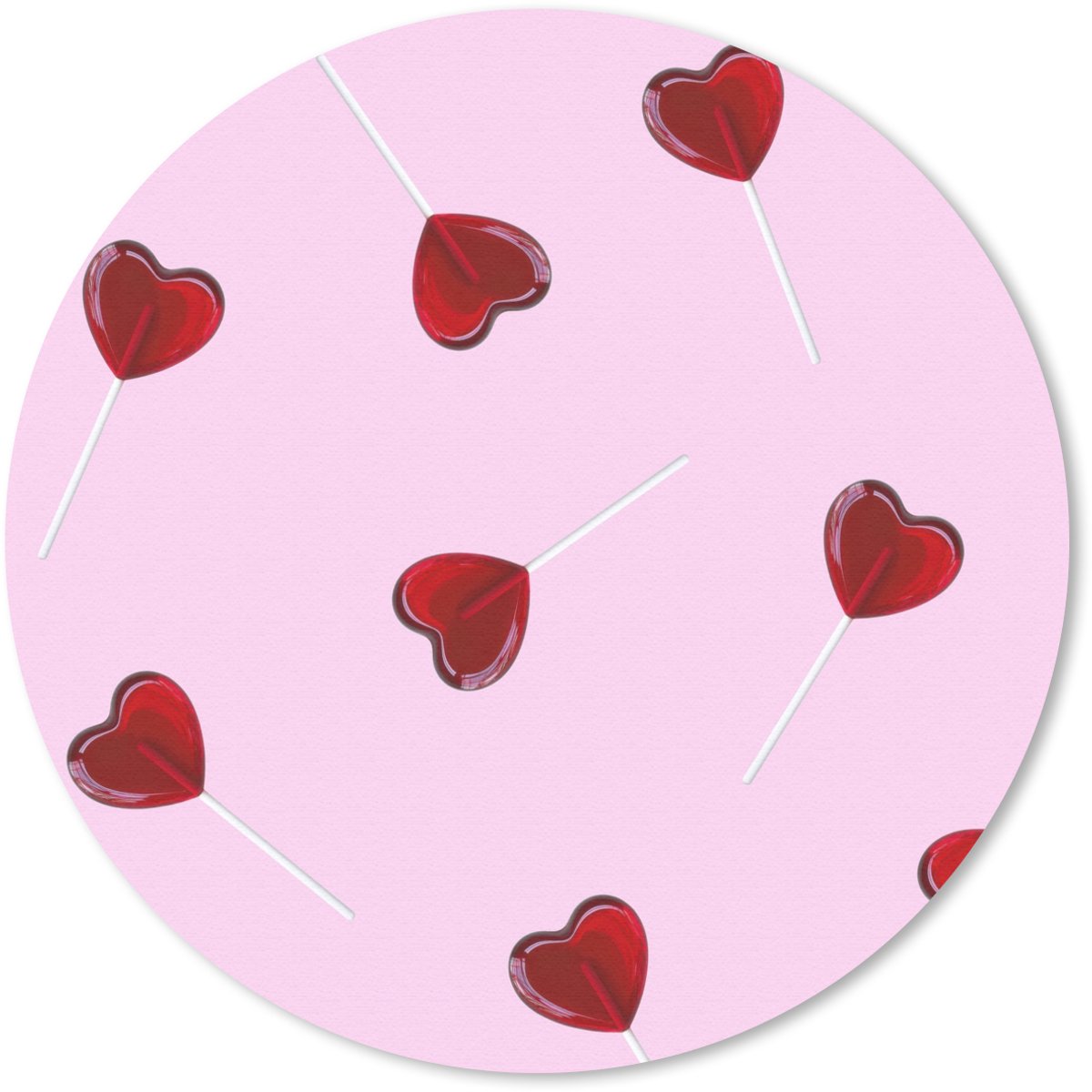 Muismat rond 20x20 cm - Mousepad Roze - Hart - Lolly - Snoep - Ronde muismatten