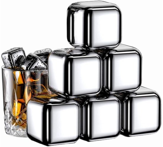 Ecentaur Whisky Stones Roestvrij Staal Ice Cube Metalen Herbruikbare Ballen 5,6 cm Chilling Stones voor Dranken Set van 8