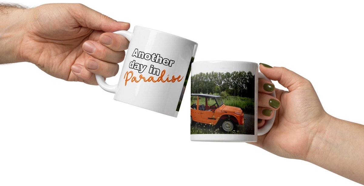 De2pktjes - Another day in Paradise - Oranje Citroën Méhari mok - 300ml