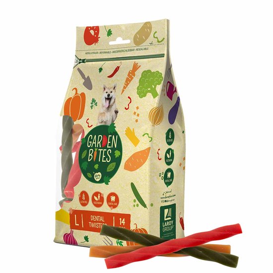 Garden Bites Dental Twisters Hondensnack Glutenvrij - S - 28 stuks