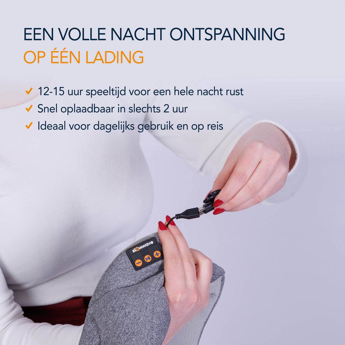 Slowwave Premium Bluetooth Slaapmasker - White Noise Versie (10 ingebouwde relax-geluiden) - Kleur: grijs - Met Binaural Beats - 100% verduisterend - Inclusief handige timer-functie - Koel en ademend - Platte 'spons speakers' voor zijslapers — afbeelding 2