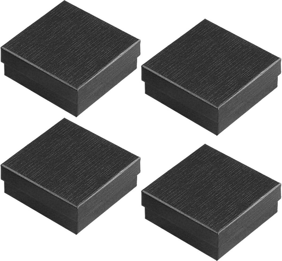 Sieradengeschenkdoos Set van 4 - Kleine Zwarte Dozen voor Sieradenverpakking 9 x 9 x 3 cm