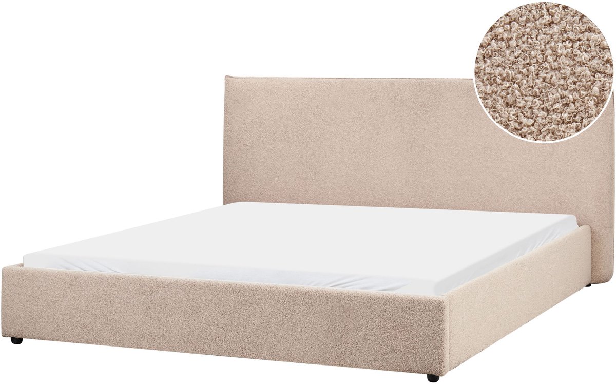 BELIANI LAVAUR - Tweepersoonsbed - Taupe - 180 x 200 cm - Bouclé