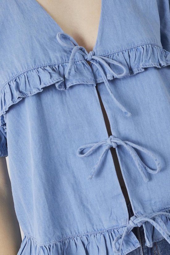 SISTERS POINT Inusa-tie - Dames Blouse - L. blue wash - Maat L