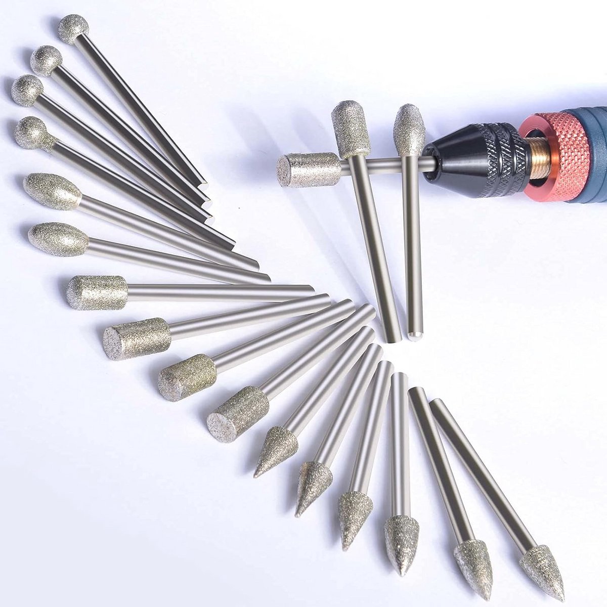 Polijsten en Graveren Set - 20 Stuks Diamond Burr Bits voor Roterende Gereedschappen