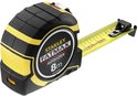 Gele en zwarte Stanley FatMax autolock rolbandmaat 8m op een witte achtergrond.