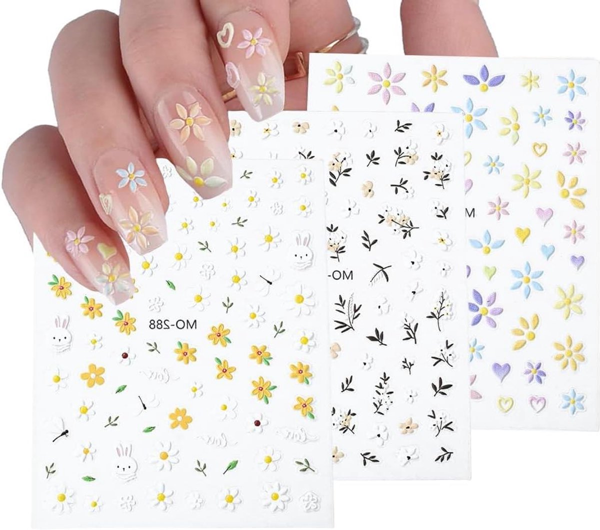 Image of 3 Blad Nail Sticker Zelfklevende Zol3D Bloem voor DIY Nail Art