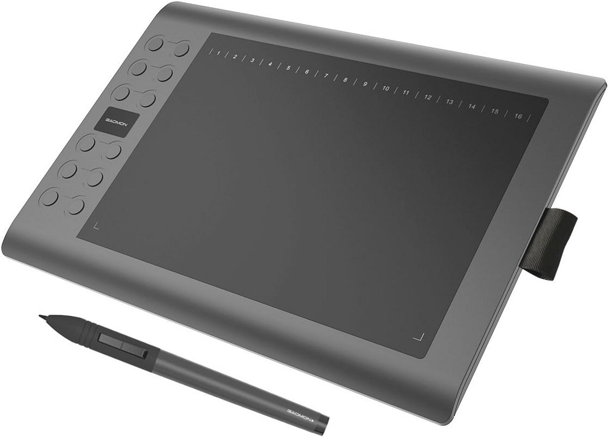 Professionele grafische tablet 10 x 6 inch met pen en 12 sneltoetsen