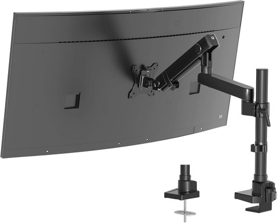 HUANUO Soporte de monitor dual y bandeja portátil de acero para moni